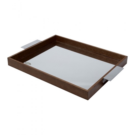 Bandeja 47,5cm Por 30cm e 4,5cm Com Alça Espelhada De Madeira Naturals